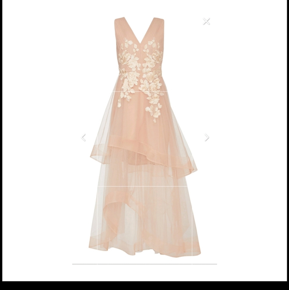 NWT BCBGMAXAzria APPLIQUÉD ASYMMETRICAL GOWN size 4